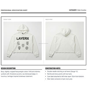 Sudadera con Capucha Personalizada para Hombre, 500 g/m², Felpa de Algodón, Bordado con Pedrería, Gráfico, Dobladillo sin Rematar, Estilo Holgado, Ecológica - Product Image 6