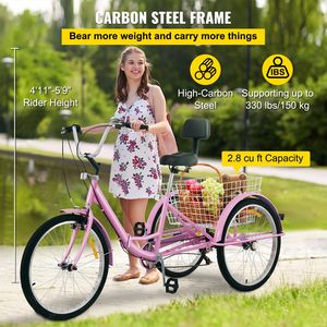 Triciclo para Adultos de 24 Pulgadas con 7 Velocidades, Bicicleta de Carga Plegable de 3 Ruedas, Vehículo de Tres Ruedas Conveniente y Rápido para Adultos - Product Image 3