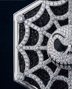 Colgante de Calavera con Diseño de Telaraña Hexagonal e Incrustaciones de Diamantes Redondos, Chapado en Plata 925, Estilo Punk, Unisex, para Regalo - Product Image 5