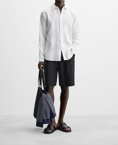Men Cotton <b>Linen</b> Classic Shirts Spring Autumn Solid Color Long Sleeve Men's Tops Custom Logo Classic Men's <b>Linen</b> Shirt - Product Image 2