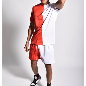 Ensemble décontracté 2 pièces pour homme grande taille, t-shirt à manches courtes et short, en polyester/coton de haute qualité, personnalisable - Product Image 2