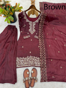 Conjunto de Kurta y Palazzo de Seda Amarilla para Mujer, Ropa Tradicional Étnica, Corte Regular, Largo Midi, Sin Arrugas, Estilo Indio-Pakistaní, para Diwali - Product Image 2