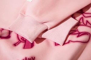<b>Pink</b> Oversized Hoodie Cartoon Print Unisex Regular Fit Knitted Cotton <b>Sweatshirt</b> Autumn Style - Product Image 4