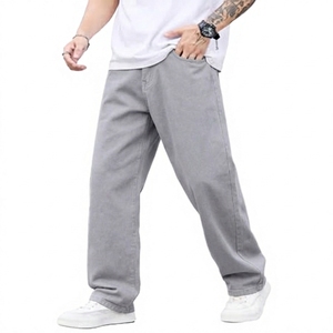 High Waist Trendy <b>Men</b> Light grey Leggings <b>Jeans</b> Slim Fit with Splicing Design Daily Commute Stretch Casual High Quality Pants - Product Image 1