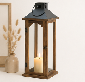 Premium Wooden Candle <b>Lantern</b> with Iron Top Vintage Decorative Hanging <b>Hurricane</b> <b>Lantern</b> for Home Garden Wedding Decor - Product Image 5