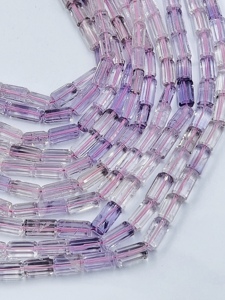 Perles tubulaires facettées en quartz améthyste rose naturel, de 5x10mm à 6x15mm, brin de 14 pouces, perles de pierres précieuses en vrac pour la fabrication de bijoux en Chine - Product Image 1