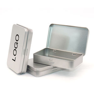 Boîte en étain rectangulaire à charnière avec logo personnalisé en gros, emballage en métal recyclable pour bonbons à la menthe - Product Image 3