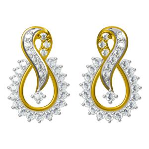 Luxury <b>Infinity</b> Drop <b>Earrings</b> Women's Yellow Gold Plated CZ Round Brilliant Cut Prong Setting Wedding Jewelry - Product Image 1