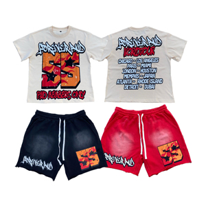 Conjunto de Camiseta y Pantalones Cortos de Verano para Hombre, Personalizado con Impresión DTG Puff, Estilo Vintage, Lavado Ácido, Bordado, Algodón de Secado Rápido - Product Image 5