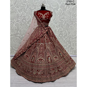 Collections de velours de vêtements de mariée indiens pour la mariée avec le travail de Zarkhan par Fabzone - Product Image 2