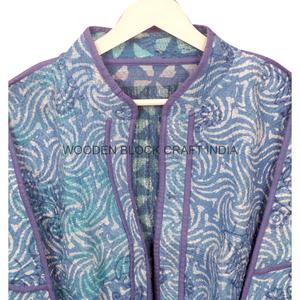 Chaqueta Kantha Vintage al por Mayor, Acolchada a Mano, Cuello Mandarín, Transpirable, Ecológica, 100% Algodón, de Secado Rápido, para Artesanos Indios - Product Image 6