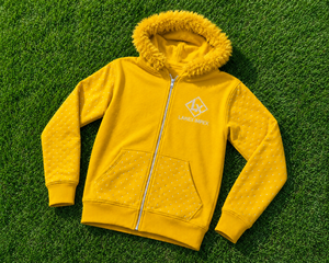Sweat-shirt à capuche jaune personnalisé pour homme avec strass, manches et poches cloutées, fermeture éclair intégrale, style streetwear tendance - Product Image 6