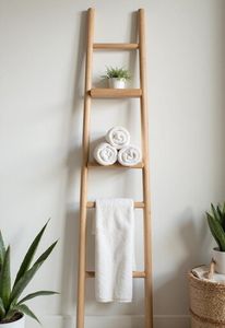 Eco Friendly Handicraft Bamboo Ladder Towel Rack / Bamboo Ladder <b>Shelf</b>/ Decorative Bamboo Ladder in Bath Room Made in Vietnam - Product Image 6