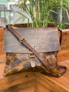 Nueva llegada Real hecho a mano de grano completo de cuero Crunch bolsas de mensajero de oficina de alta calidad Venta caliente Unisex Vintage bolsos de hombro - Product Image 4