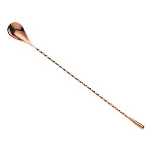 Cuchara de Barra en Forma de Lágrima con Diseño Trenzado y Baño de Cobre, Cuchara para Mezclar Cócteles, Cuchara para Agitar - Product Image 1
