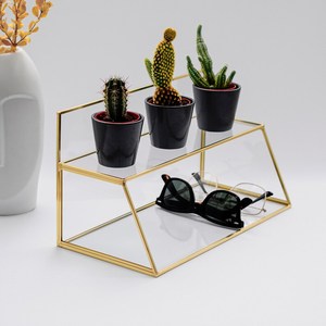 Boîte à bijoux classique en métal et verre, conteneur de rangement décoratif pour souvenirs, organisateur de bibelots transparent avec couvercle à charnière - Product Image 4