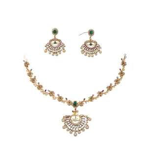 <b>Pearl</b> Designer Bridal Jewelry <b>Set</b> with Earrings and Short <b>Necklace</b> - Product Image 2