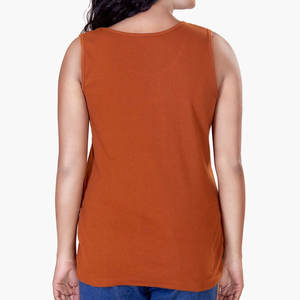 Camiseta sin mangas de punto para mujer, producción OEM, ropa deportiva para gimnasio y yoga, marca privada, 100% algodón, transpirable, estilo vintage, logotipo frontal - Product Image 3