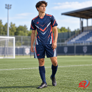 Ensemble complet de football personnalisé pour jeunes, maillot et short sublimés Nebula Chevron, séchage rapide, uniforme d'équipe OEM - Product Image 3