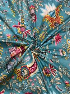 Bohemian Floral Printed Eco-Friendly Organic Cotton Fabric for Dresses Home Textiles <b>Bags</b> Curtains Premium Multicolor Design - Product Image 6