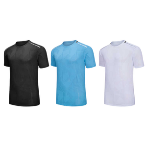 Camiseta de Manga Corta Negra para Hombre, 100% Poliéster, Transpirable, Corte Regular, Cuello Redondo, Tejido de Punto, Color Sólido - Product Image 3