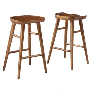 Tabouret de bar en teck naturel de style nordique minimaliste - Product Image 1