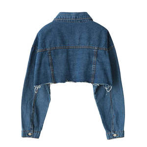 Veste en jean décontractée pour femme, coupe ample, courte, déchirée, à manches longues, style streetwear, pour l'automne - Product Image 2