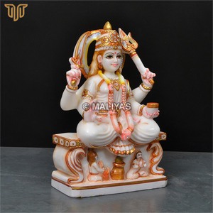 Santoshi Mata Idol for Home | Marble Santoshi Maa Statue & Hindu Goddess Murti with Trishul and Sword | MALIYAS Jaipur - Product Image 4