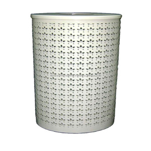 Premium White Cylindrical Metal Waterproof Waste <b>Bin</b> Vintage Petal Pattern Perforation Durable Powder Coated Commercial Home Use - Product Image 1