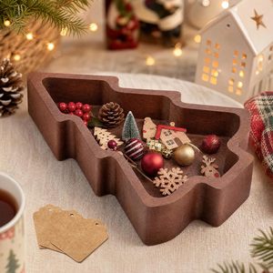 <b>Christmas</b> <b>Tree</b> Wooden Dough Bowls Wholesale Natural Solid Wood Candle Vessels Empty <b>Jars</b> For Holiday Candle Craft Wholesale - Product Image 5