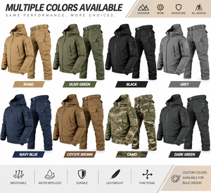 Ensemble veste softshell et pantalon cargo pour homme, idéal pour la randonnée, le trekking, imperméable, coupe-vent, vêtements de travail utilitaires, veste avec poche zippée - Product Image 6
