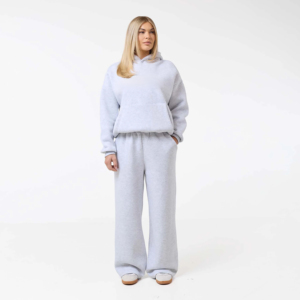 Sweat à capuche d'hiver pour femme, gris chiné, imprimé délavé à l'acide, épaules tombantes, coupe oversize, 100 % coton, écologique, respirant, longueur intégrale - Product Image 5