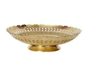 Frutero Redondo Dorado de Latón con Diseño de Pavo Real Tallado, Bandeja Decorativa para Mesa Central, Cesta de Frutas Tradicional para Comedor - Product Image 3