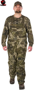 Men Outdoor Woodland <b>Camouflage</b> Hunting Field Bib Overalls Full Center Front Zipper Flap <b>Cargo</b> Pockets Crossback Suspenders Bib - Product Image 2