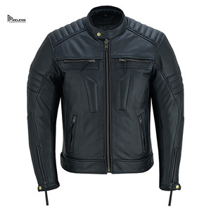 Custom Men's Leather Motorcycle <b>Jacket</b> Stand Collar <b>Zipper</b> Closure Windproof Moto Biker Style <b>Jacket</b> Sportswear - Product Image 3