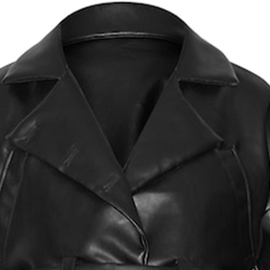 Blouson bomber noir oversize à ourlet ceinturé en similicuir de luxe, avec ceinture ajustable à la taille, fermeture éclair sur le devant, imperméable et coupe-vent, idéal pour le printemps - Product Image 6