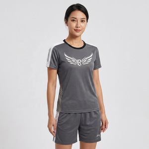 Camiseta de Fútbol Gris para Hombre con Logotipo de Ala, Manga Corta, Absorbe la Humedad, Corte Atlético, Cuello Redondo, Ropa Deportiva - Product Image 2