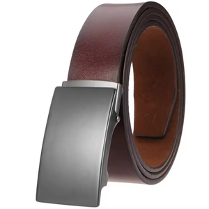 Formal <b>Black</b> Leather <b>Belt</b> With Steel Plate Buckle For Men - Product Image 2