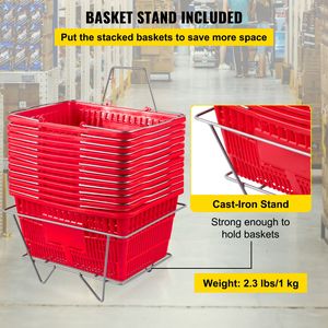 Set di 12 Cestini per la Spesa in Polietilene Rosso Robusto con Manici, 16.9"L X 11.8"W X 8.07"H, Alimentazione Personalizzabile per Negozi - Product Image 6