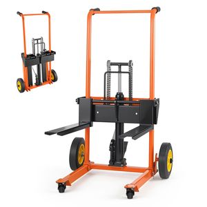 Sollevatore Idraulico per Materiali con Verricello, Carrello Elevatore da 450 Libbre, Piattaforma a Forche, Tavolo Elevatore con Altezza Massima di Sollevamento di 39,4 Pollici - Product Image 1