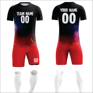 ชุดฟุตบอลแบบยูนิเซ็กซ์สั่งทำพิเศษ เนื้อผ้าแจ็คการ์ดพิมพ์ลายด้วยความร้อน ระบายอากาศได้ดี แห้งเร็ว ชุดเต็มสำหรับผู้ใหญ่ แบบ 3 มิติ - Product Image 2