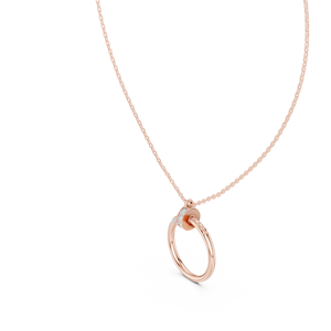 Rose <b>Gold</b> Circular Pendant Necklace with Diamond Accents | Elegant Modern Women's Luxury Jewelry Gift - Product Image 2