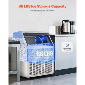 Macchina per il ghiaccio commerciale, 126 cubetti in 15 minuti, capacità di stoccaggio 88 libbre, autoportante, capacità 300 libbre/24 ore - Product Image 3