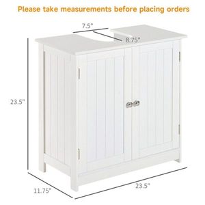 Mobile da Bagno in Legno Massello dal Design Classico, Bianco, con 2 Ante e Ripiano, da Terra, Impermeabile - Product Image 6