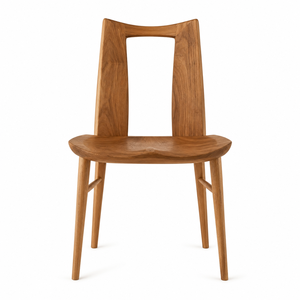 Chaise de salle à manger moderne et contemporaine en teck massif avec dossier sculpté à double lame, imperméable et stable pour la maison et l'extérieur - Product Image 1