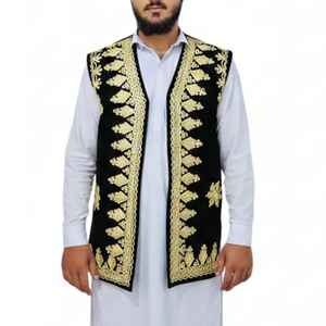 Gilet afghan personnalisable tendance pour homme – Qualité supérieure, anti-boulochage, boutons élégants, style décontracté pour cérémonies culturelles - Product Image 2
