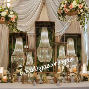 Supports de bougies en métal pour mariage, supports de lustre en cristal, décoration élégante pour allée, réception, événement, décoration de fête de luxe, Inde - Product Image 6