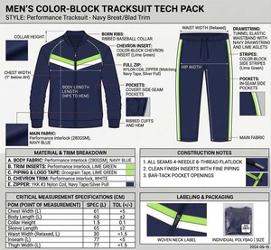 Men's Navy Blue Tracksuit With Lime Green And <b>White</b> Stripes Full Zipper Sporty Design Breathable Polyester Material Autumn Wear - Product Image 6