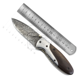 Handmade Damascus Steel Folding Knife DD-FK-502 Rosewood Handle Drop Point Hunting Knife 180mm Damascus <b>Deal</b> - Product Image 5