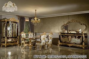 Juego de Comedor Imperial de Lujo Hecho a Mano, Muebles de Comedor Victorianos en Oro Real, Juego de Mesa y Sillas de Madera Sólida, EE. UU. - Product Image 2